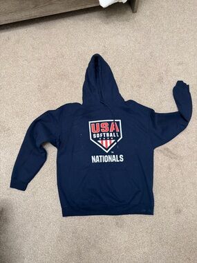 Gildan Navy USA Softball Nationals Crewneck Hoodie
